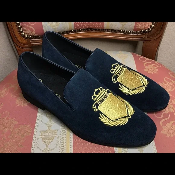 COPY - Billionaire Loafer Shoes Size 40/7 Blue Suede Gold